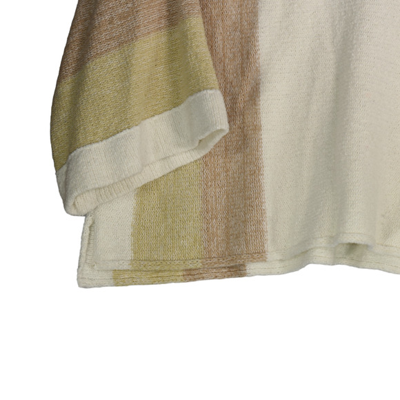 BKE Sweater Womens Large Brown Ivory Cropped Boxy Cotton Blend Kimono Sleeve - Picture 5 of 7